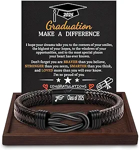 Inspirational Gifts for Men Morse Code Bracelets Mens Bracelets Graduation Gifts for Him Fathers Day Adjustable Leather Bracelet Motivational Birthday Annivesary Jewelry Stocking Stuffers for Men