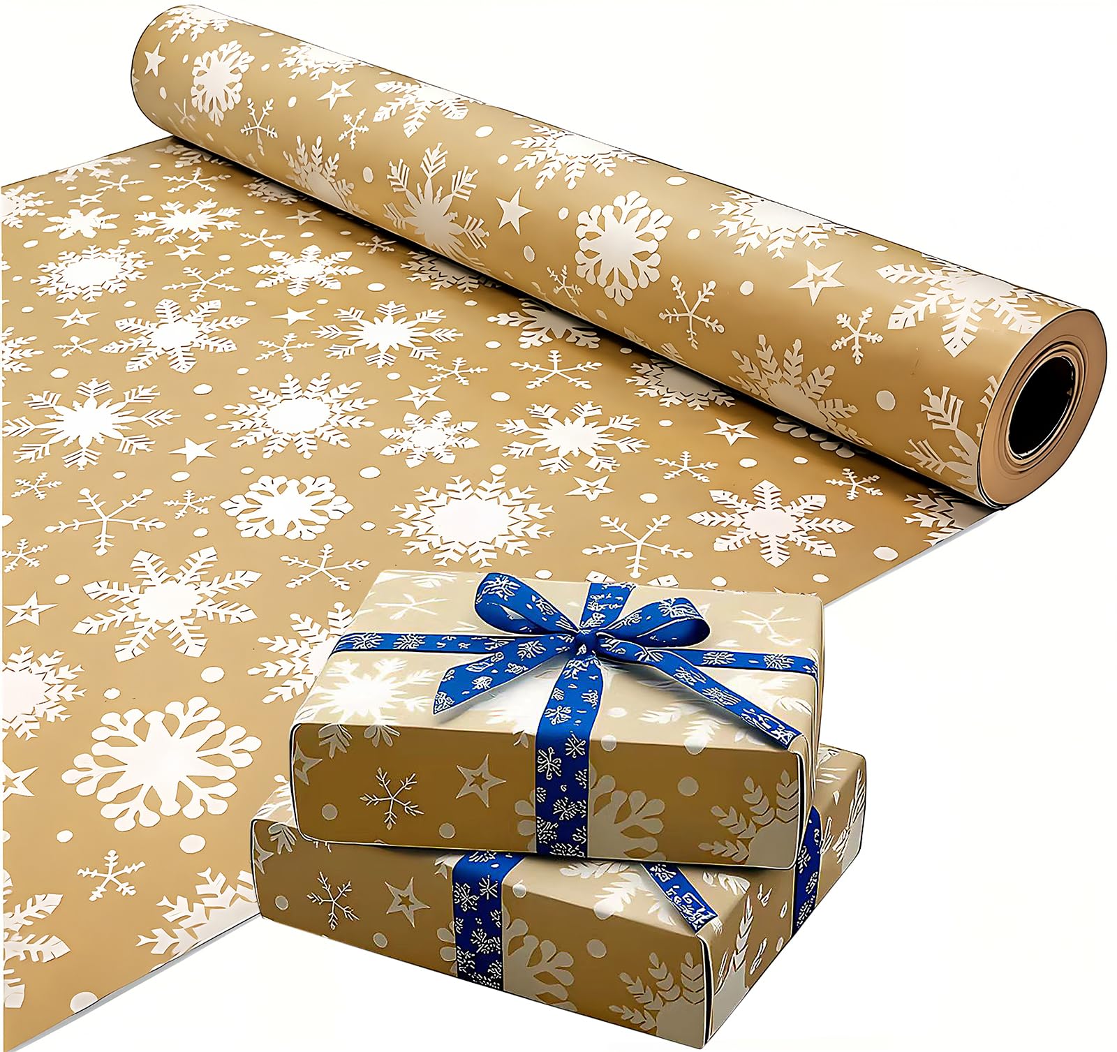 Christmas Wrapping Paper, 43cm*15m Snowflakes Gift Wrapping Paper Roll