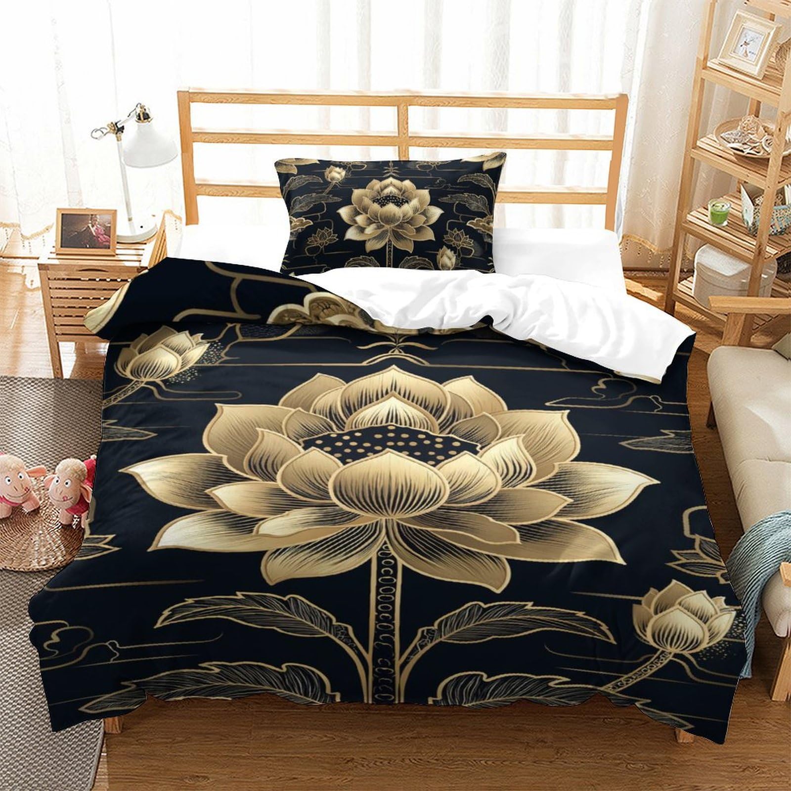 Housse de couette avec fermeture éclair fini la couette qui glisse lit 135x200cm