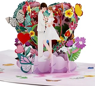 Teabug Cards Timeless Love Wedding Pop Up Card for Bride and Groom