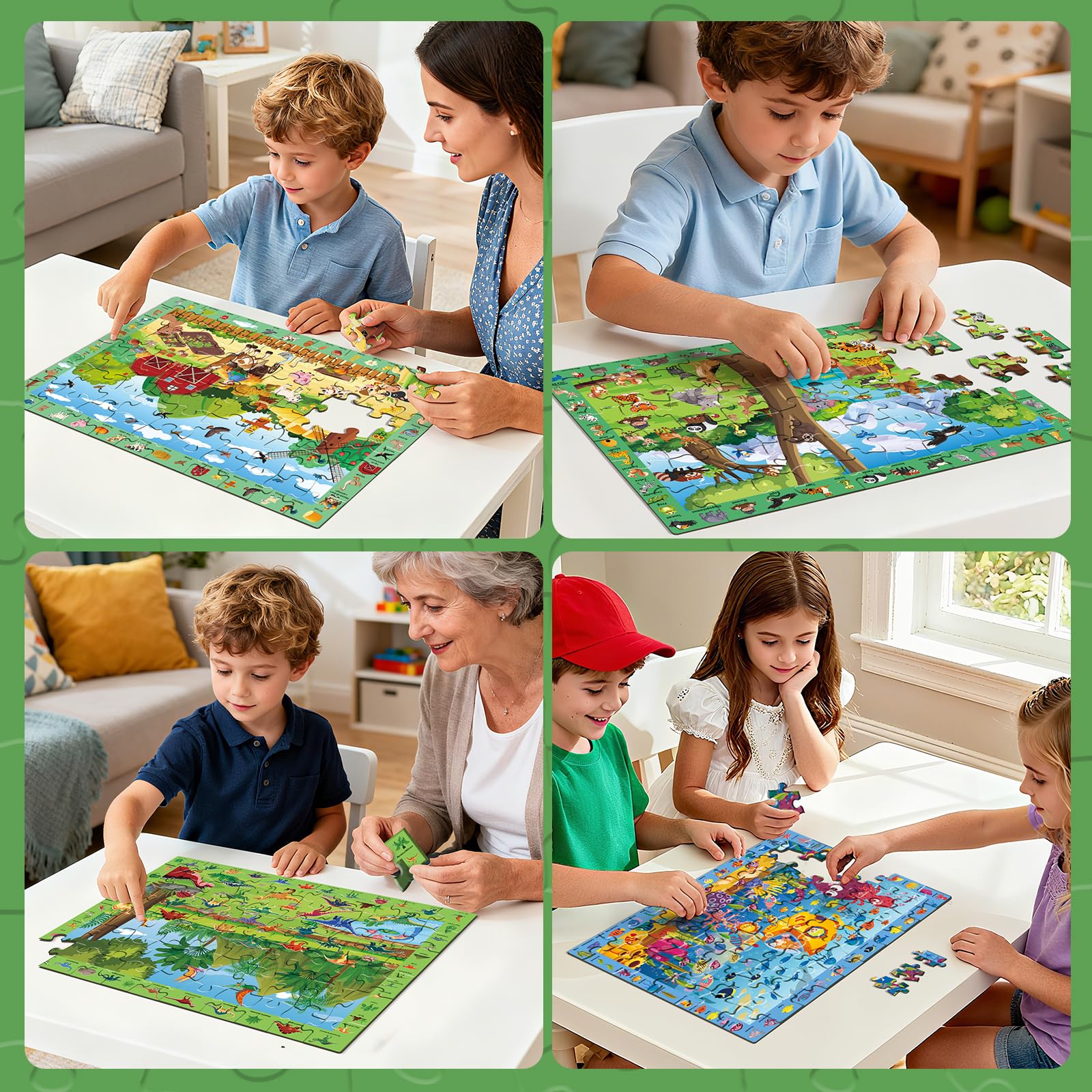 Juego de rompecabezas 4 en 1 para niños – Puzzle educativo de 60 piezas, divertido regalo de Navidad y cumpleaños para niños de 3 a 8 años