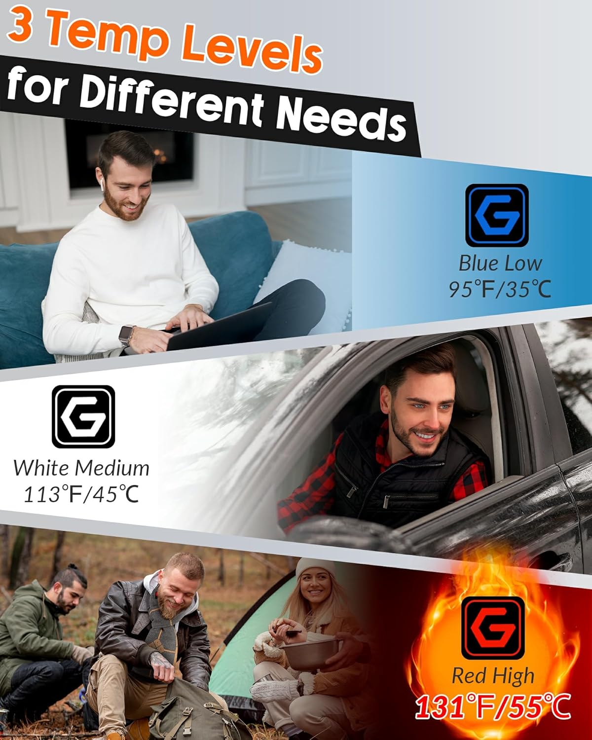 Graphene Heated Scarf for Women Men Boyfriend Dad Father Husband Brother Grandpa Boss Unique Valentine Gifts Rechargeable Electric Neck Heating Shawl Pad Accessory Winter Must Have Grey Brown - Image 4