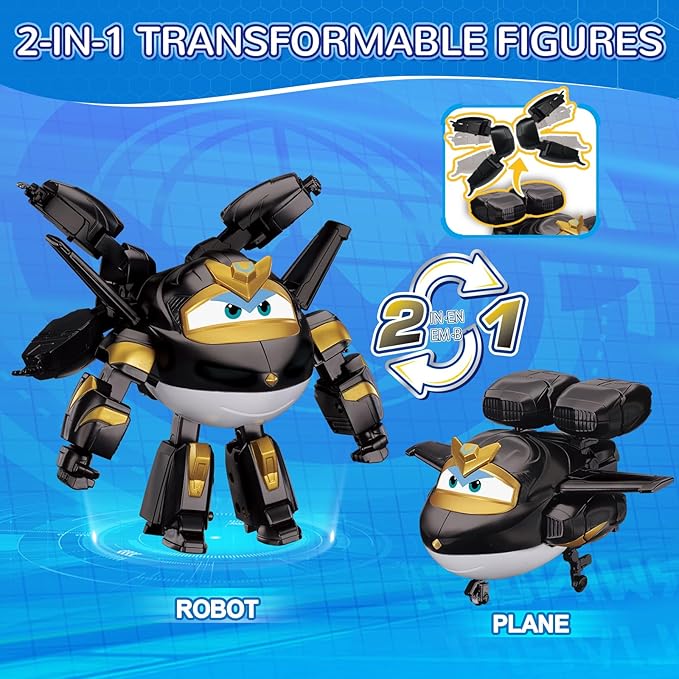 Super Wings Dark Golden Boy Avión Transformable 2 en 1 Figura de Acción miniatura 3