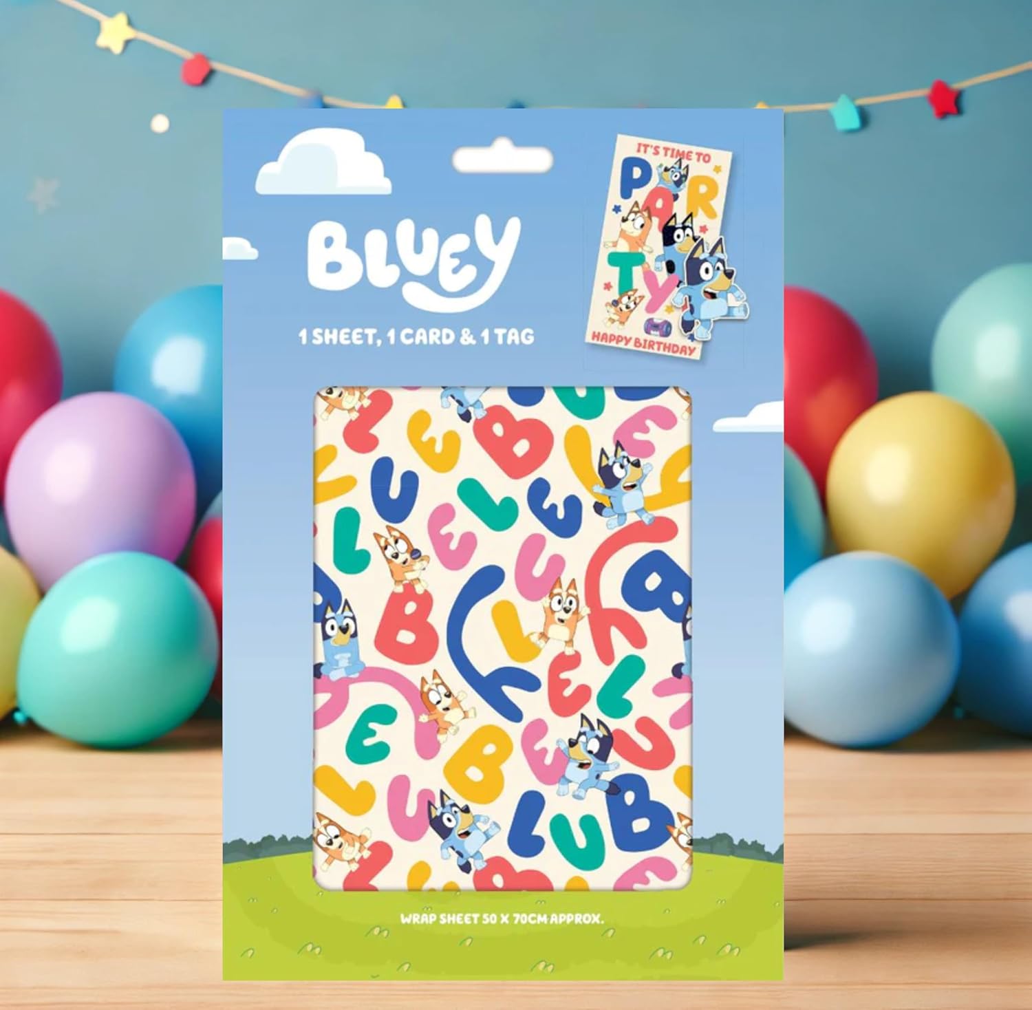 Bluey Card & Wrapping Paper Pack 1 Bluey Card 1 sheet of gift wrap 1 gift tag pack image 3
