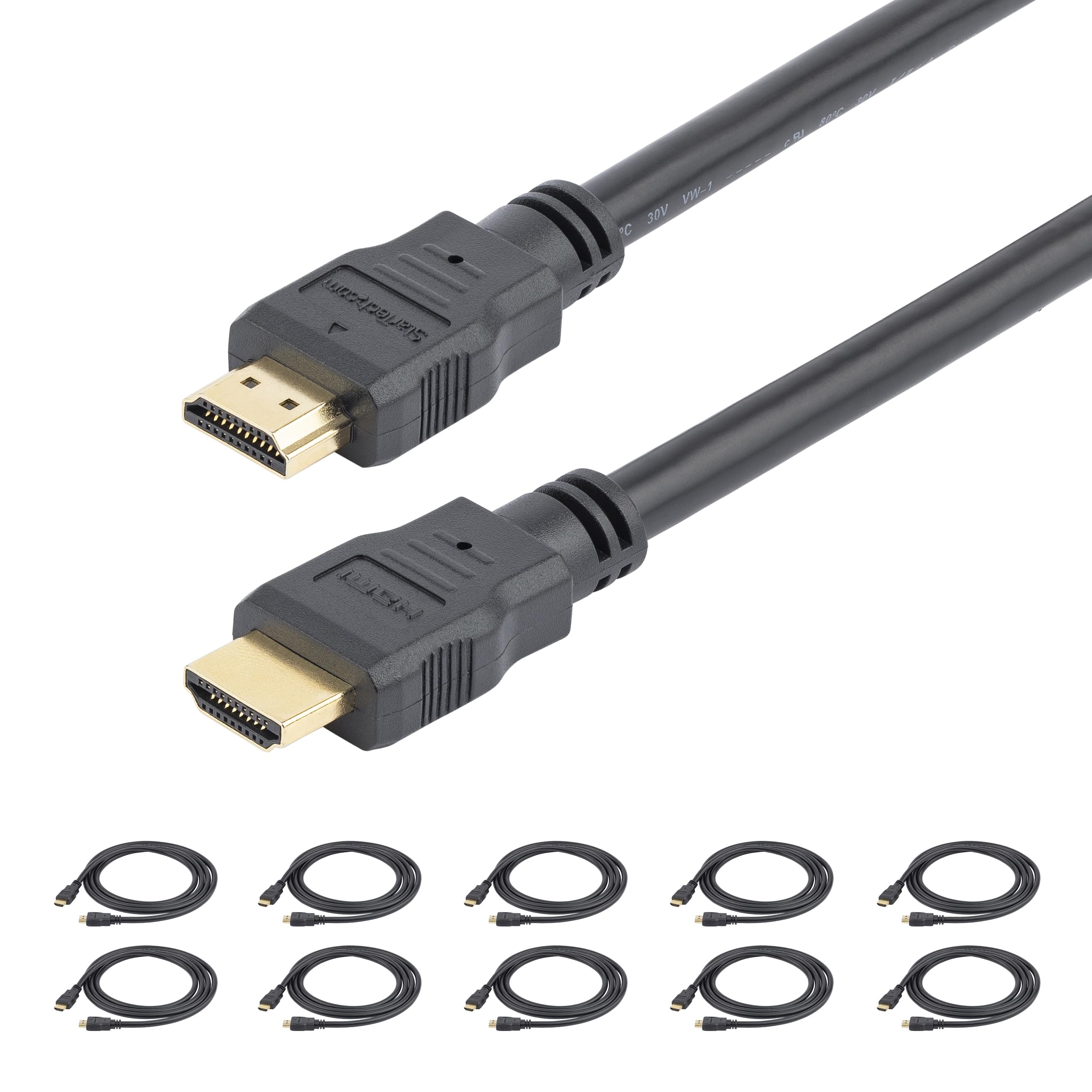 StarTech.com 6ft HDMI Cable - 10 Pack - 4K High Speed HDMI Cable with Ethernet - UHD 4K 30Hz Video - HDMI 1.4 Cable - Ultra HD HDMI Monitors,