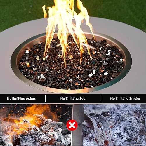Miniatura 109 de Skyflame 4.53 kg de vidrio resistente al fuego, de 1.27 cm, de brillo intenso para paisajismo de chimenea, lugar para fogatas, Platino reflectante