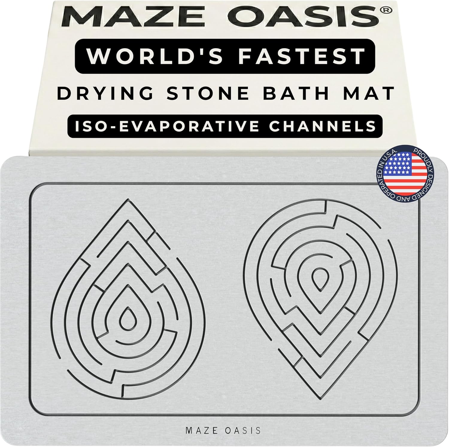 Stone Bath Mat [Instant-Dry Air-Flow Tech] – Diatomaceous Earth Bath Mat Non Slip & Stone Drying Mat – Quick Dry Shower Mat Anti Mold – Zen Sterling 23.6 x 15.3 in