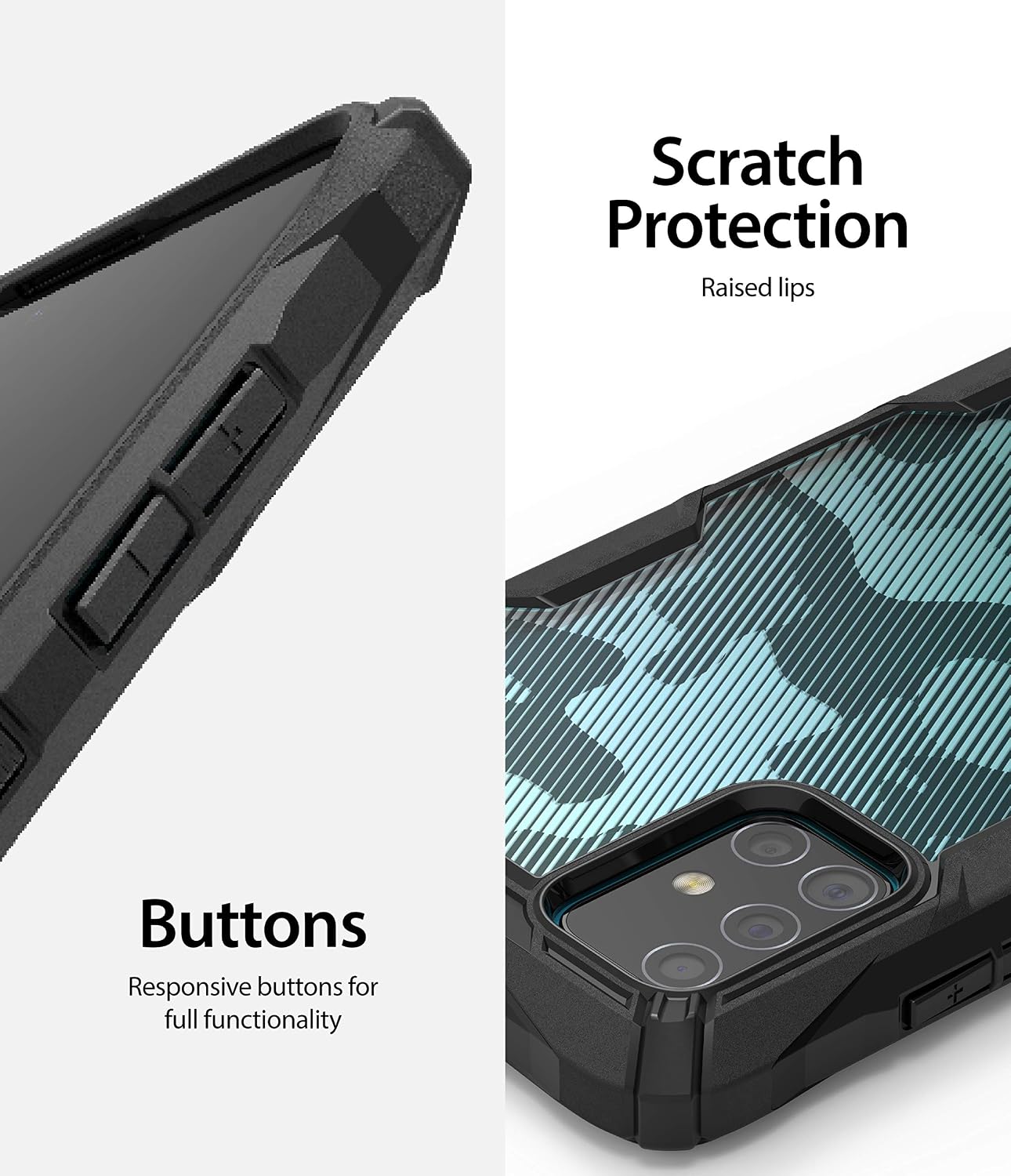 Ringke Fusion-X Compatible with Galaxy A71 Case, Camouflage Design Back Heavy Duty Shockproof TPU Rugged Bumper Phone Cover (NOT for Galaxy A71 5G) - Camo Black