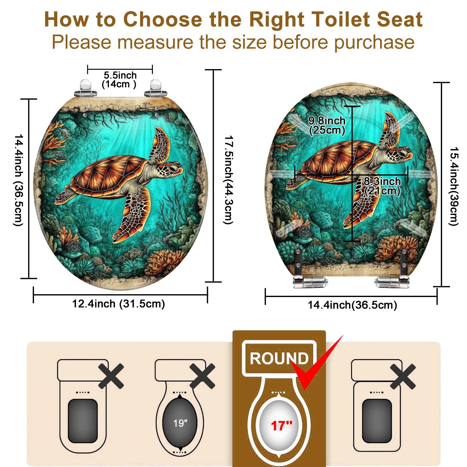 Asiento de Inodoro Cuadrado con Almohadilla amortiguadora, Tapa de Inodoro Ultra Resistente de liberación rápida para baño y Aseo, Blanco, 44,3 x 35 cm