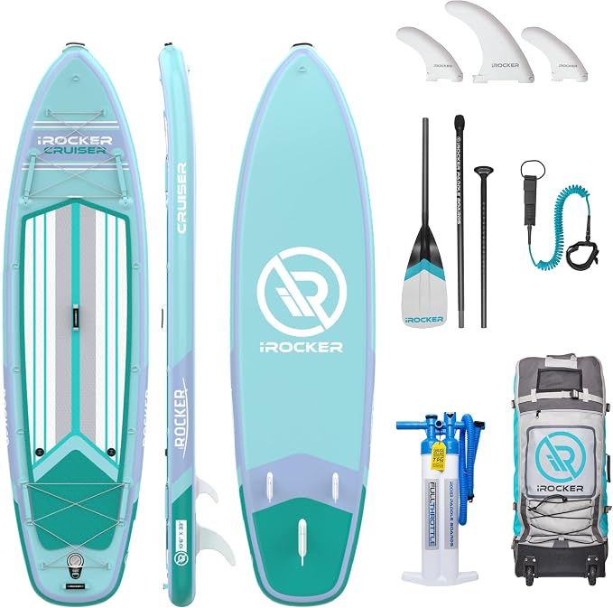 iROCKER Inflatable Stand Up Paddle Board [Cruiser] with Premium SUP Accessories, Pump & Backpack | Non-Slip Paddleboard Stable & Durable ...