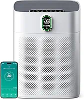 Purificador de ar MORENTO para ambientes domésticos grandes de até 100 m², compatível com Wi-Fi e Alexa, tela de qualidade do ar PM2.5, modo automático, filtro HEPA remove poeira, pólen, fumaça, 1