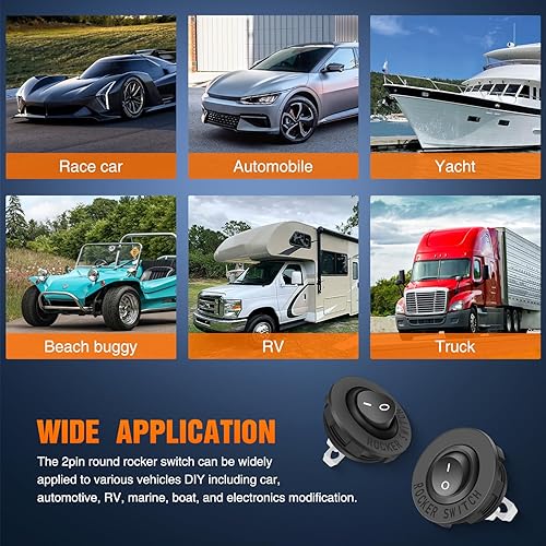 Vista 17 de Nilight 5 interruptores basculantes redondos impermeables con soporte de interruptores de arnés de cableado de 12 V 24 V LED azul iluminado