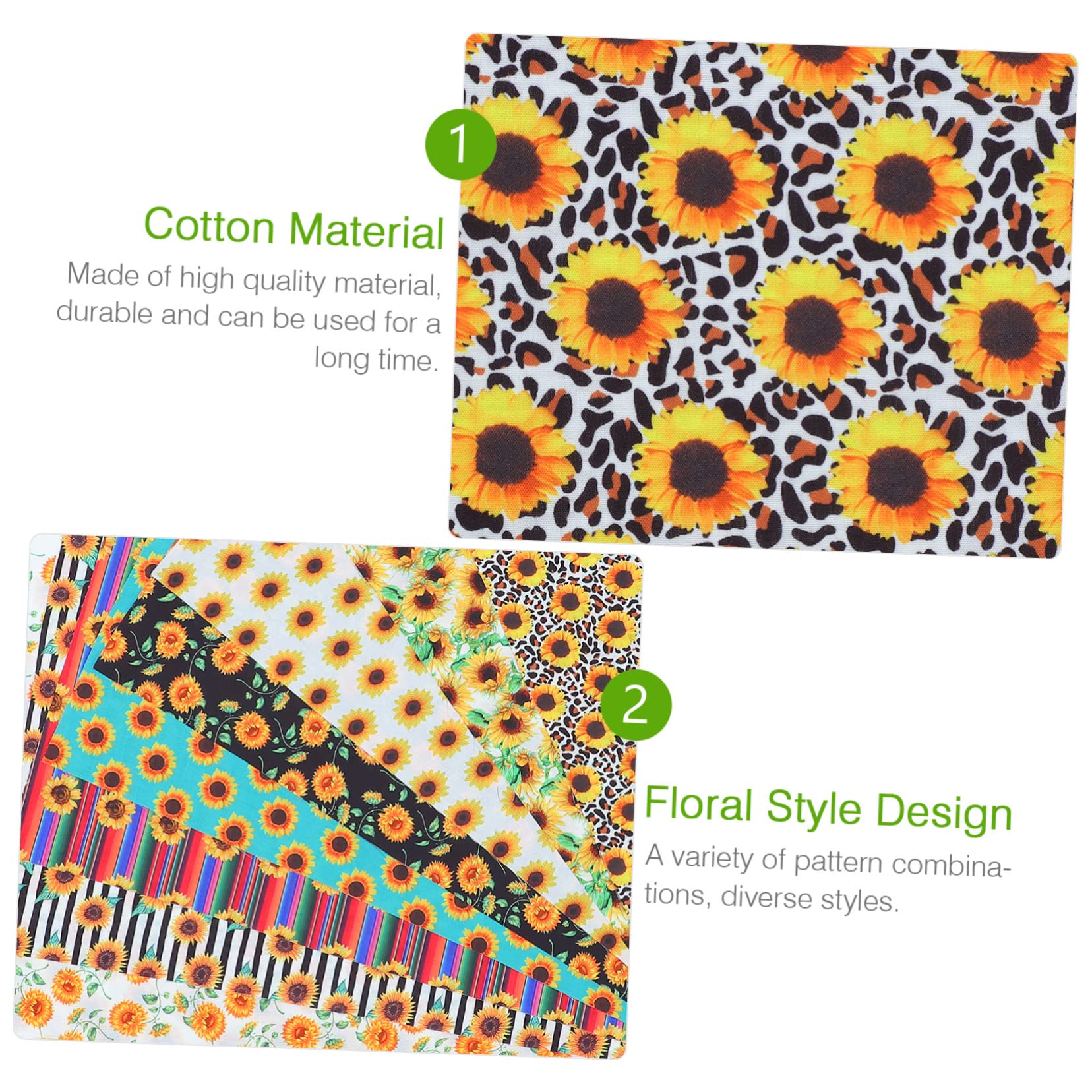 10hojas Tela De Algodón Estampado De Girasoles Para Patchwork y Manualidades Para Proyectos y Decoraciones Festejas