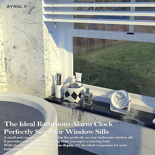 Miniatura 5 de Reloj despertador analógico pequeño de 3.5 pulgadas, funciona con pilas, bonito reloj de mesa con luz, ángulo ajustable para viajes, mesita de