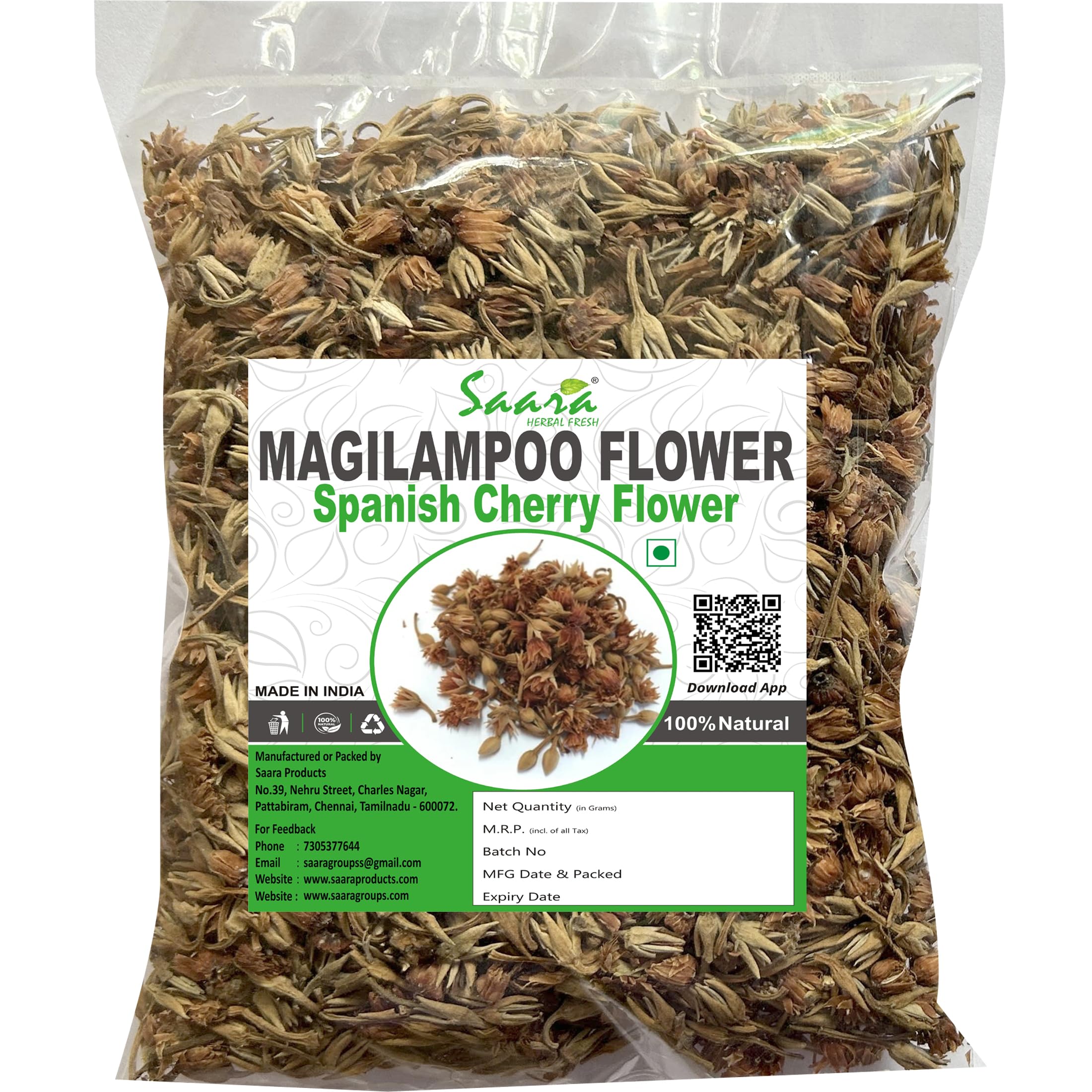 MagilamPoo,100g, Spanish cherry, Mimusops Elengi, Maulsari, Ilanji Dry Flower, (pack of 1 x 100g)