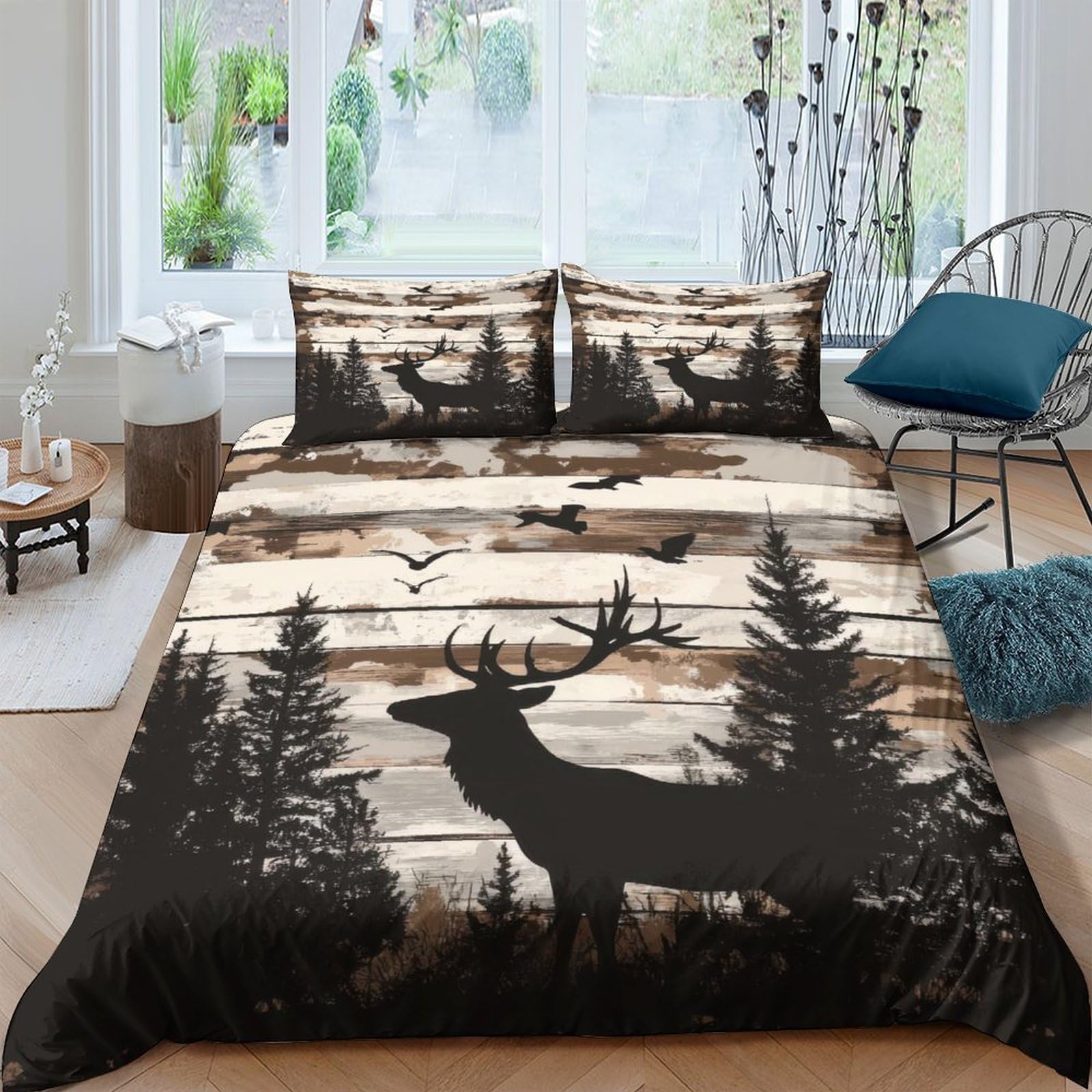 Naofekuid X4d7hxhvqdkm 3D Printed Forest Deer Duvet Cover Microfiber Bedroom Decor Woodland Animal Bedding Set Soft Breathable For Adults Home King（220X240cm）