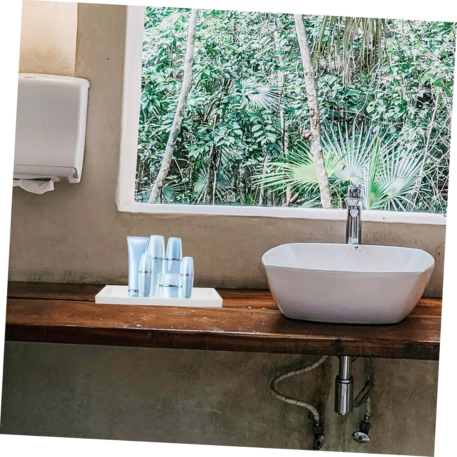 Silicone Storage Tray for Bathroom and Living Room Countertop, White