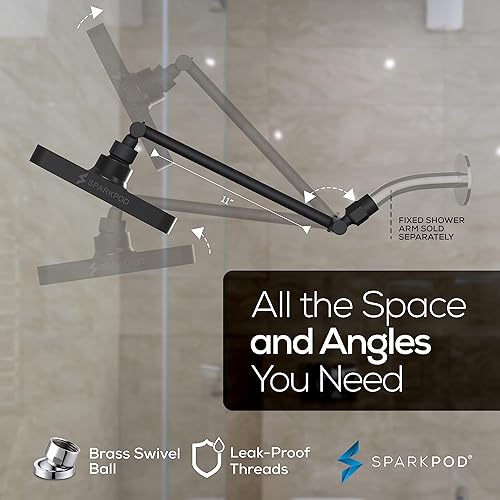 Miniatura 5 de SparkPod Cabezal de ducha de lluvia cuadrado con brazo de extensión de cabezal de ducha, lluvia de alta presión, aspecto moderno de lujo,