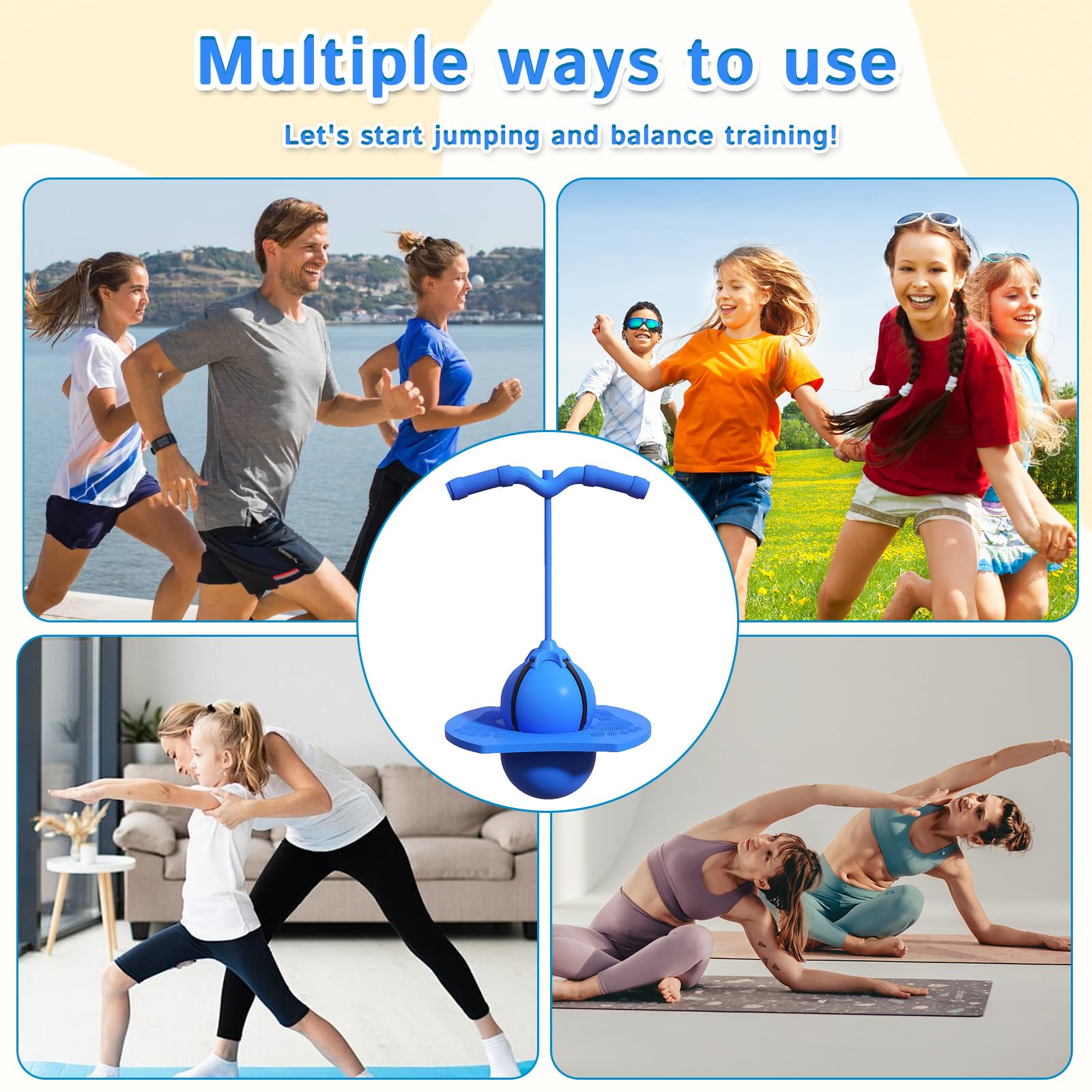Balones Saltadores, Pelota-Salto Inflable con Bomba, para Uso en Interiores y Exteriores, Pelota-Saltarina Juguetes Regalos para Fiestas y Cumpleaños (Azul) — view 7