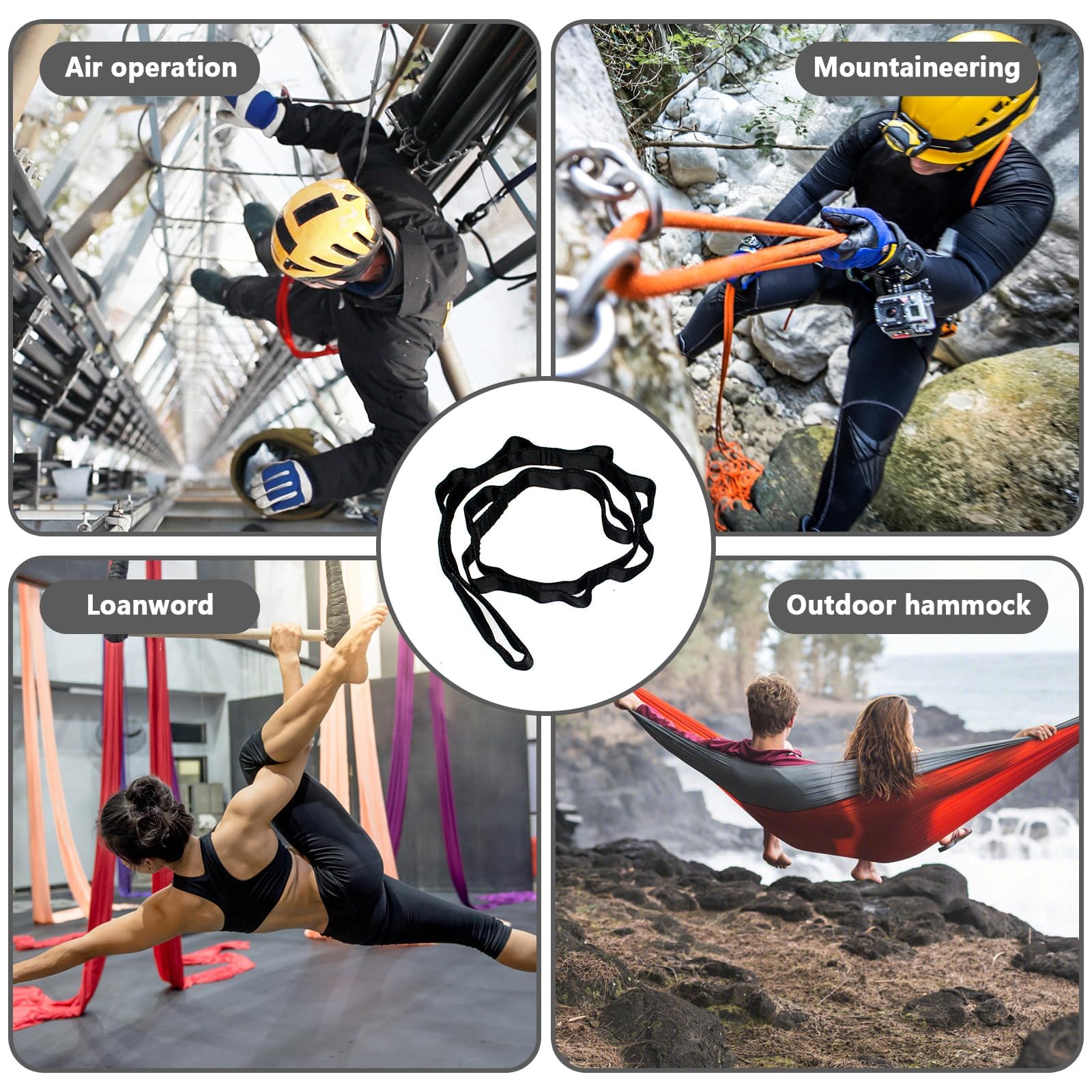 Daisy Chain 180 cm|Cinghie per Altalena per Yoga|Passante per Arrampicata|Stretching Yoga Amaca|Fascia per Esercizi Regolabile in Nylon|Fascia per Esercizi per Stretching,Pilates,Fitness