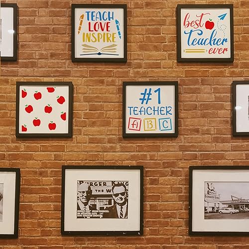 Miniatura 6 de FINGERINSPIRE 9 plantillas para el Día del Maestro de 5.9 x 5.9 pulgadas, reutilizables, mejores maestros, plantillas de decoración de aula, libros,