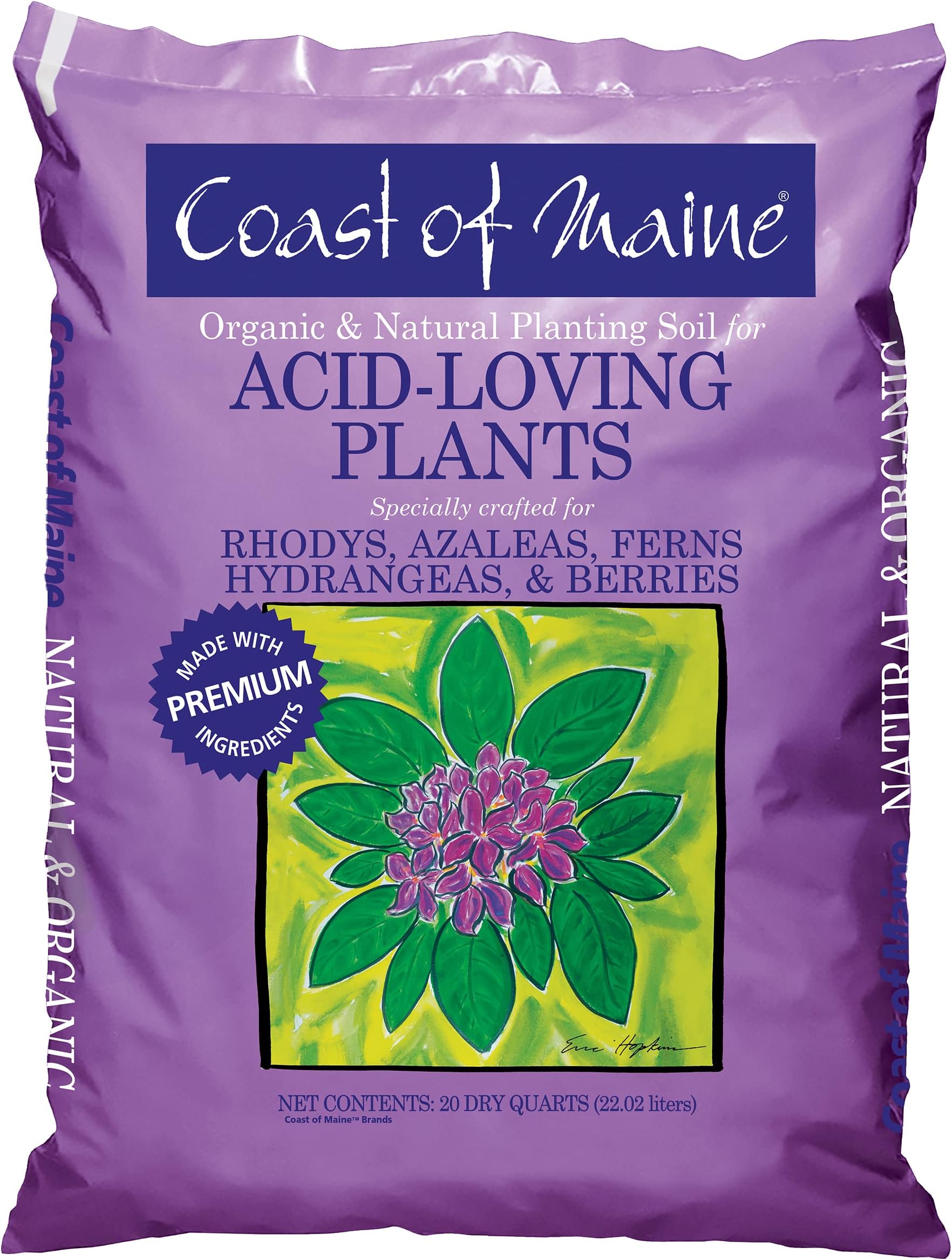 Coast of Maine (20qt) Organic and Natural Planting Soil for Acid-Loving Plants - Rhodys, Azaleas, Ferns, Hydrangeas & Berries
