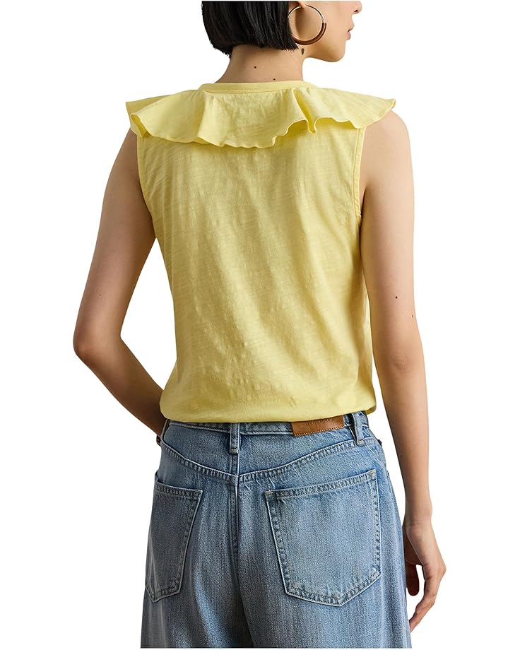 Lauren Ralph Lauren Petite Ruffle-Trim Slub Jersey Sleeveless Top - #3 of 7