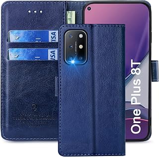 FMPCUON - Carcasa para OnePlus 8T, Funda con Solapa OnePlus 8T, Funda de Piel sintética, con Tapa Protectora magnética, para OnePlus 8T, Color Azul