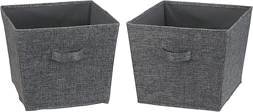 Household Essentials, Paquete de 2 cubos de almacenamiento abiertos de grafito, medianos, 10 pulgadas de ancho x 11 pulgadas de profundidad