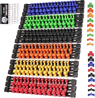 SWANLAKE Socket Organizer Set 18-Piece, 1/4-Inch x 96 Clips, 3/8-Inch x 90 Clips, 1/2-Inch x 72 Clip, Socket Organizer for Tool Box Drawer, Drive Socket Trays, Socket Holder Clip Rail
