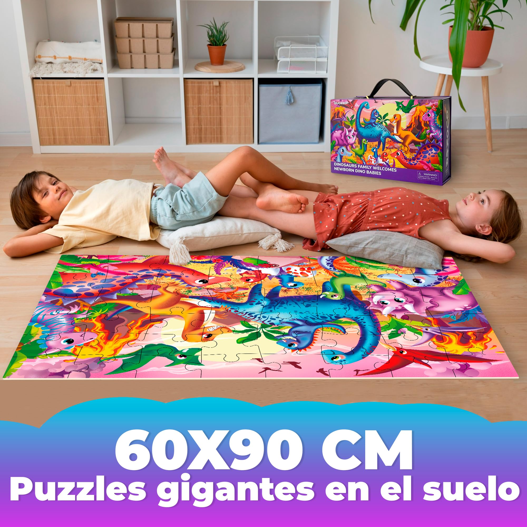 QUOKKA Puzzle Giant para Niños 3 4 5 Años - 60x90 cm 48 Piezas Puzzle XXL Gigante de Suelo Infantiles 5 6 Años - Grande Juguete Dinosaurios - Regalo Educativo para Niños y Niñas de 2 a 6