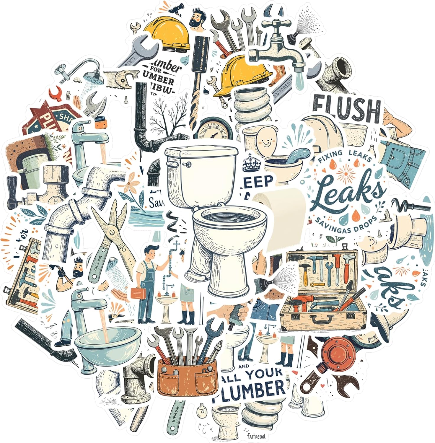 35pcs Plumbing Tools Maintenance Stickers Toy Plumbing Stickers Mechanical Tool Decals for Guitar Laptop Helmet Skateboard Guitar DIY Bicycle Skateboard Laptop Luggage Decor