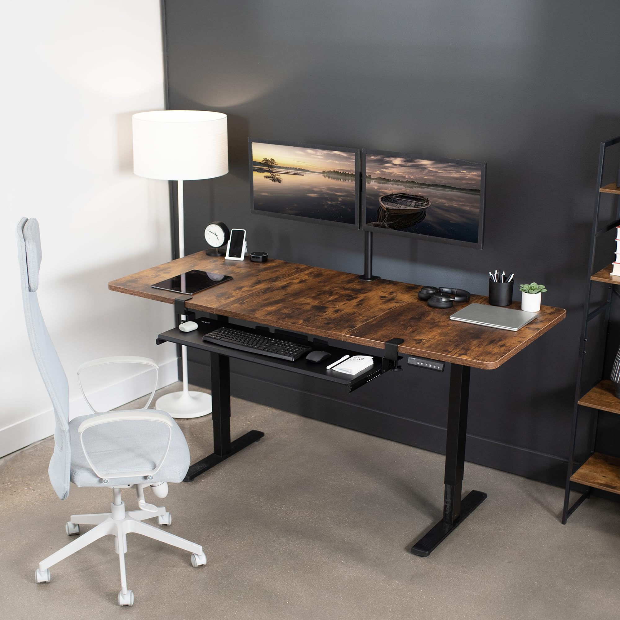 VIVO MOUNT-KB15EB Plateau de Clavier extractible sous Le Bureau avec système de Fixation en C Extra Robuste, 86 cm (102 cm y Compris Les Pinces) x 28 cm, tiroir d'ordinateur Coulissant pour saisir,