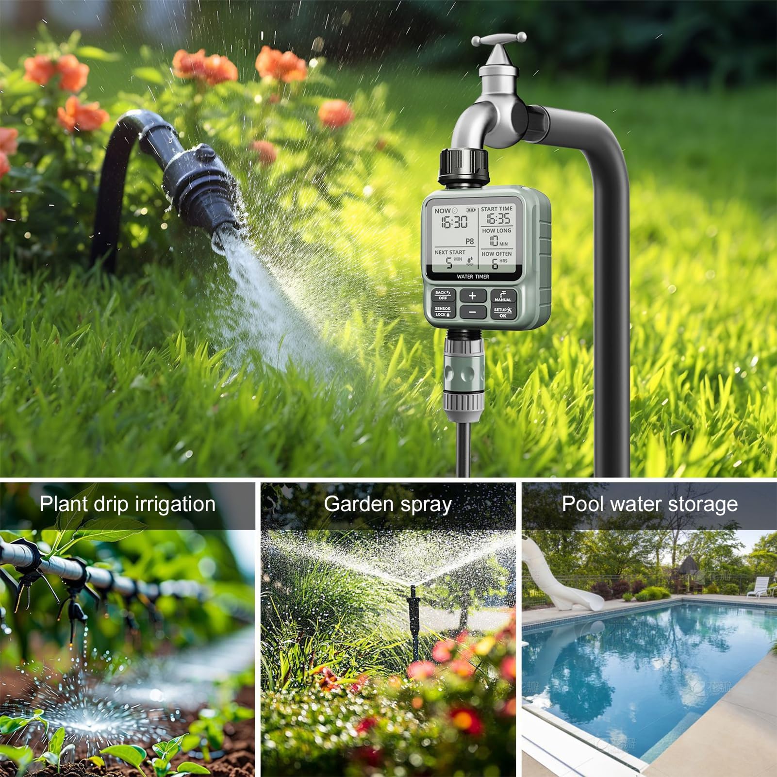 Temporizador de Agua Programable con Pantalla LCD para Jardín