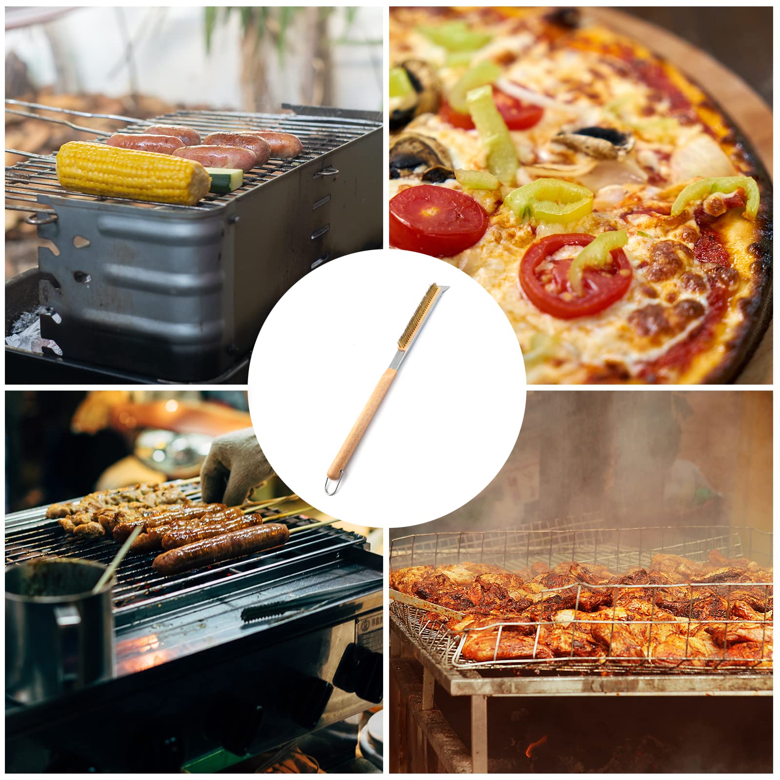 Brosse pour Four à Pizza avec Grattoir, Manche Long 55,5cm, Nettoyage en Laiton