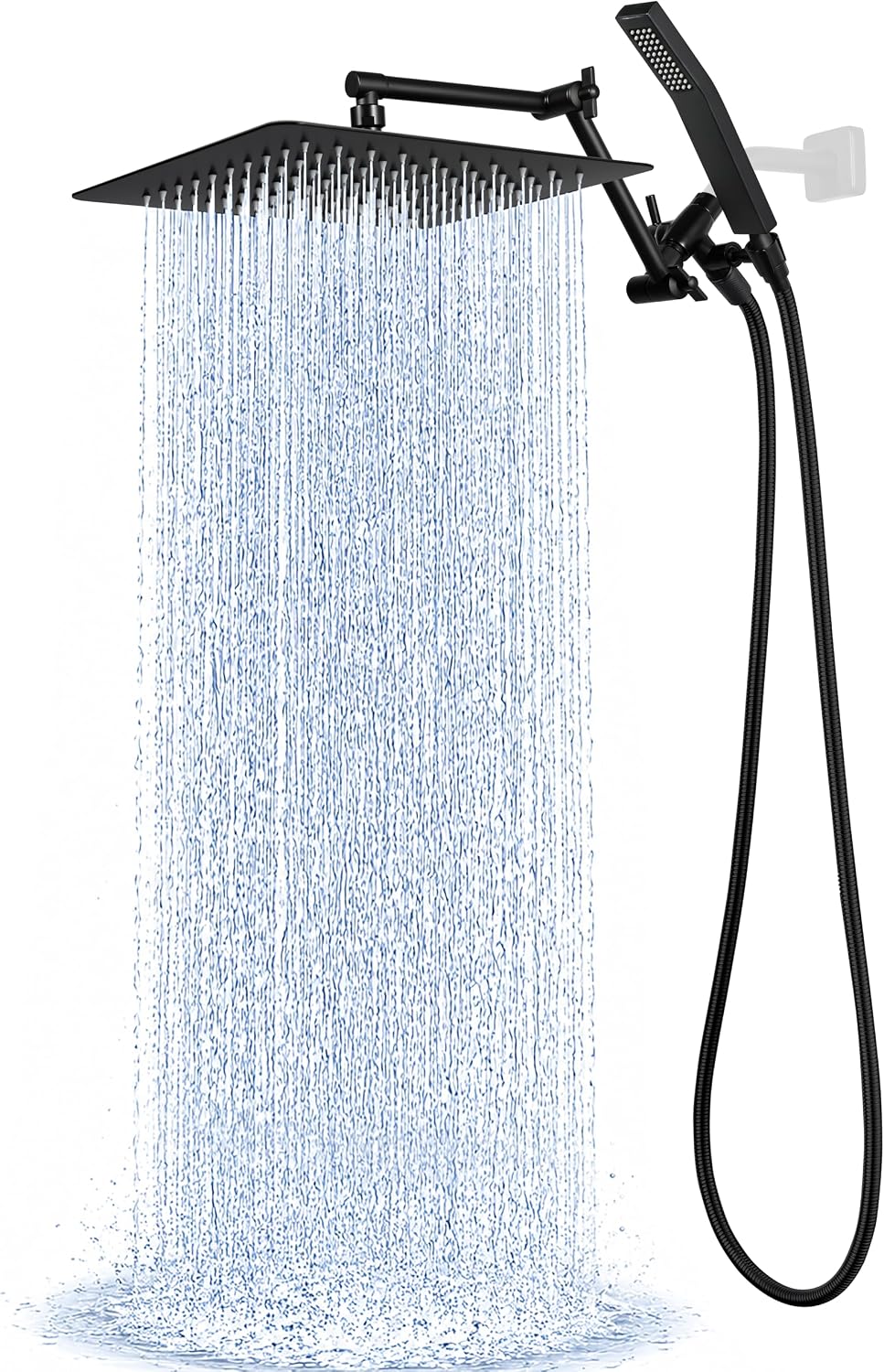 G-Promise All Metal 16 Inches Rainfall Shower Head with Handheld Combo | All Metal, Built to Last, Easy Install, Adjustable Height & Angle for All Heights, Extra Long Hose, Modern Upgrade