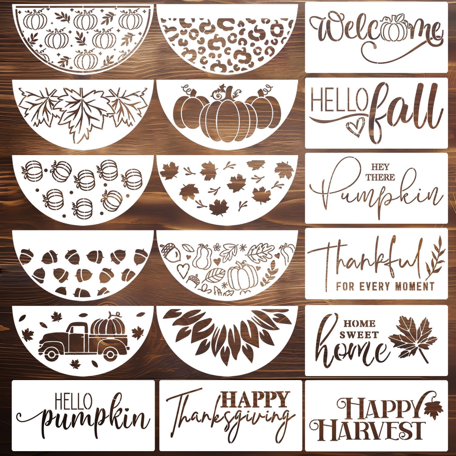 Fall Stencils for Crafts Reusable 12" Fall Stencils for Painting on Wood