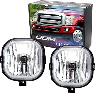 iJDMTOY OEM Clear Lens Fog Light Assemblies w/ H10 Halogen Bulbs Included Compatible With Ford 1999-2016 F-250 F-350 F-450 & 2001-2004 Ford Excursion (No Bezels, Good As Repair Replacement ONLY)