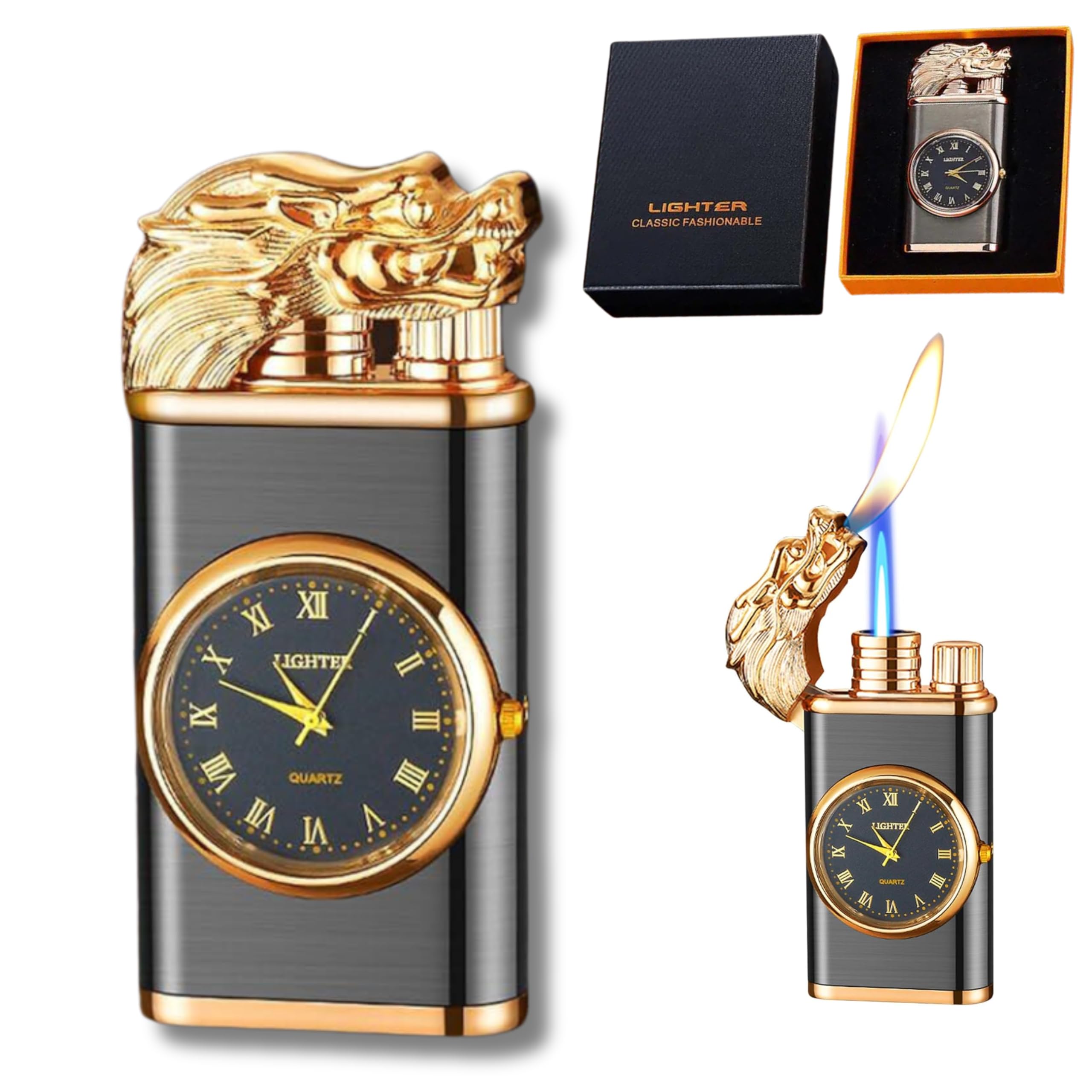 Drumstone (𝐒𝐩𝐞𝐜𝐢𝐚𝐥 𝟏𝟓 𝐘𝐞𝐚𝐫𝐬 Warranty) Innovative Torch Lighter with Electric Watch | Windproof Flame | Adjustable Butane Refill | Perfect for Camping, BBQ & Gifts-𝐌𝐮𝐥𝐭𝐢𝐜𝐨𝐥𝐨𝐫-image-49