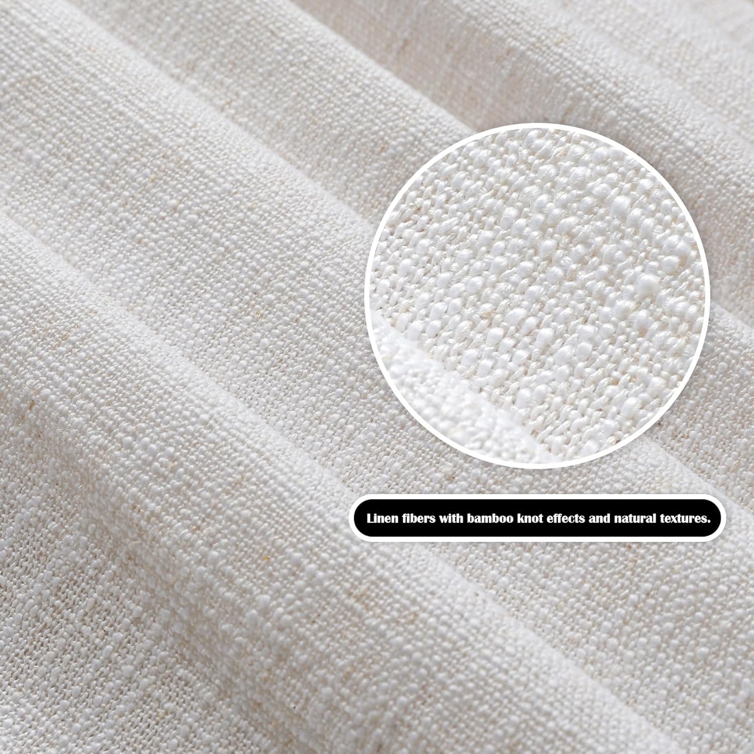 LUSTROWIN Off White Natural Linen Curtains 108 Inches Long - Light Filtering Grommet Top Window Drapes for Living Room & Bedroom (1 Panel, 84" W x 108" L)