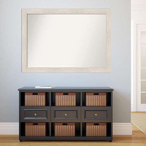 Miniatura 5 de Amanti Art Espejo de baño blanco para sobre el fregadero, 35 x 49 pulgadas, espejo rectangular de tocador rectangular de madera blanca lavada a