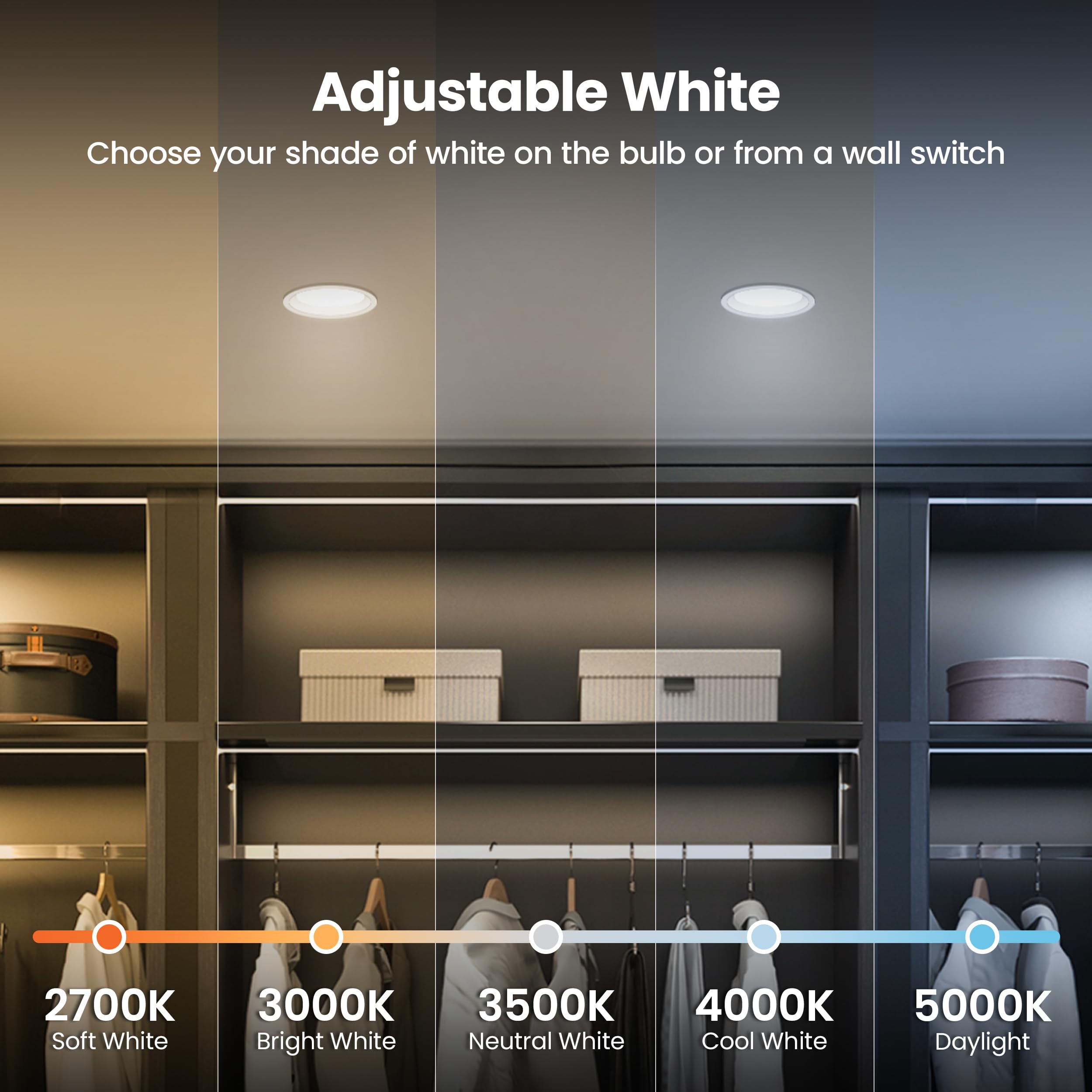 Feit Electric 2 bombillas LED PAR20, equivalente a 50 W, regulable, color a elegir, 6 vías, casquillo central E26, 90 CRI, 450 lúmenes, foco de humedad nominal, 22 años, PAR20DM/6WYCA/2