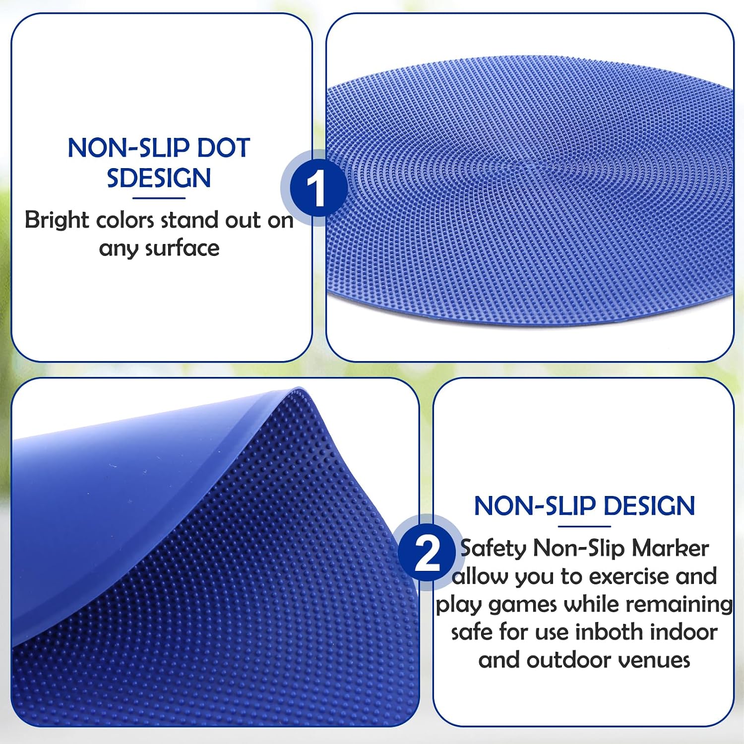 30 Pcs Poly Spot Markers, 9 Inch Round Non Slip Rubber Floor Agility Dots,6 Colors Flat Cones for Soccer, Basketball, PE Training, Dance & Classroom Activities