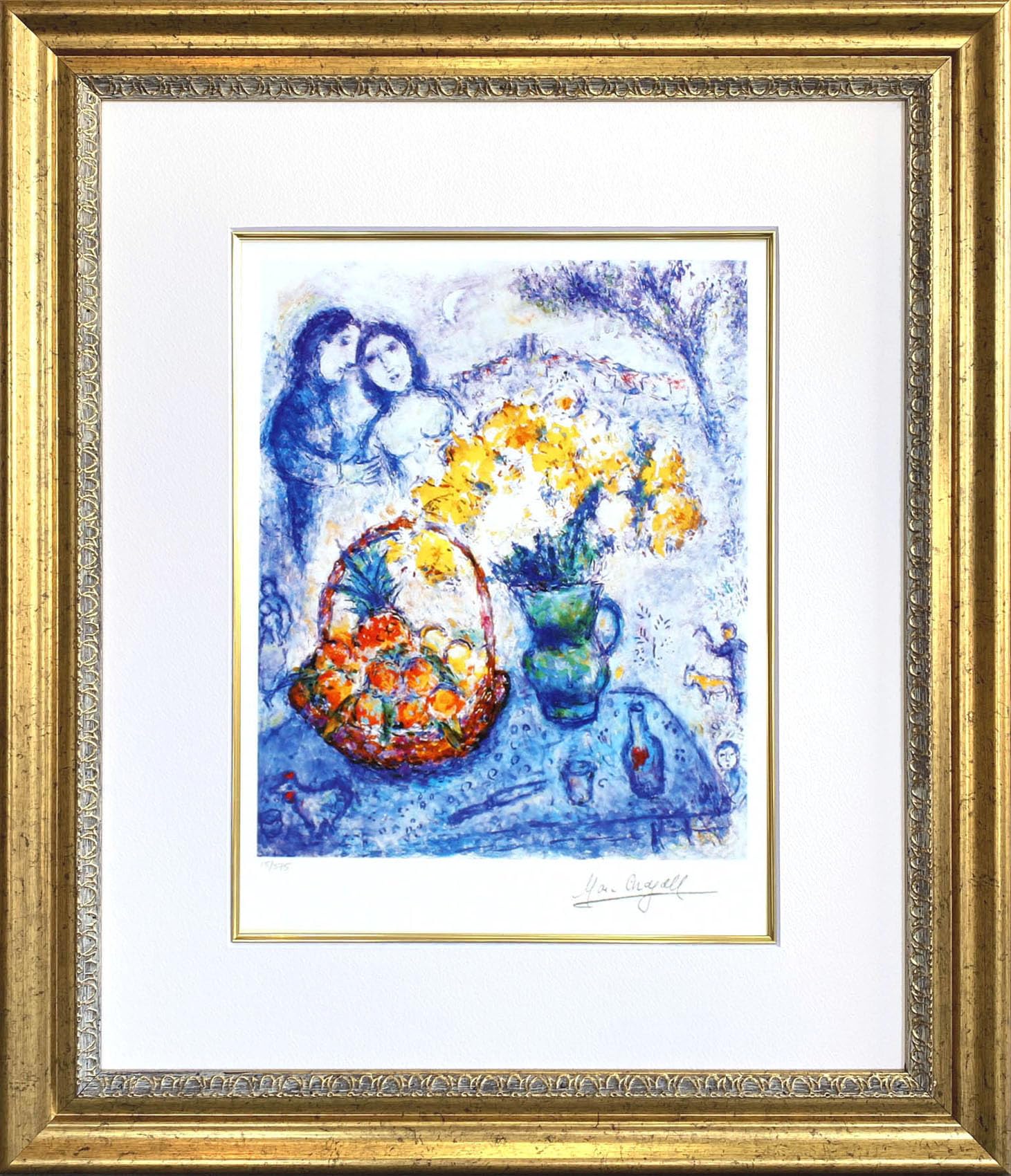 Amazon.co.jp: シャガール 絵画 額付き「黄色い花束」作品証明書 展示