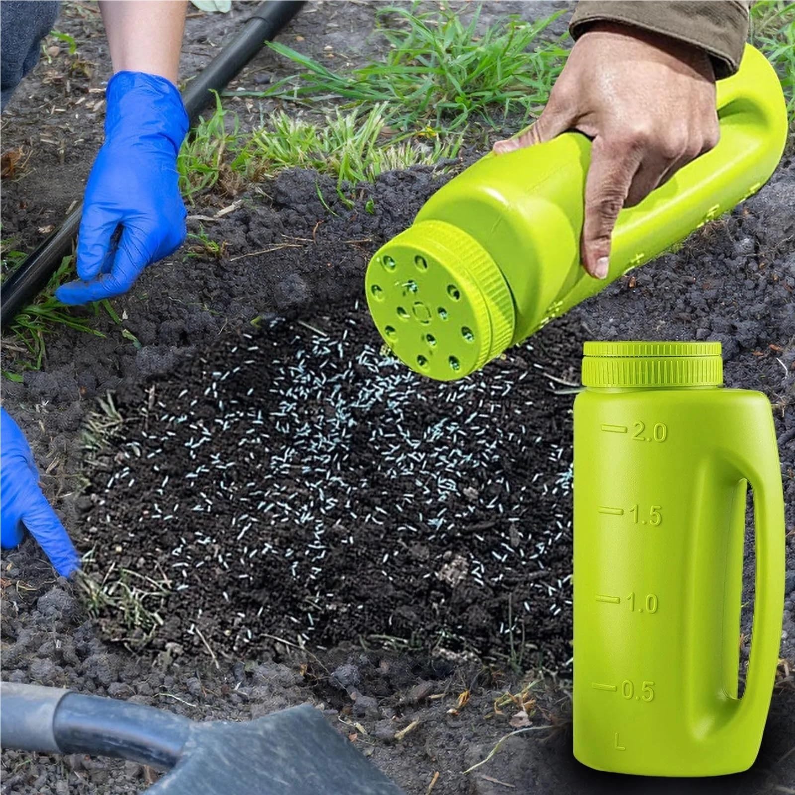 Strumenti Agricoli Fertilizzante manuale regolabile, spandiconcime per ghiaccio e neve, spandiconcime per bottiglie, fioriera, attrezzi da giardino Strumenti per Semina(Green)