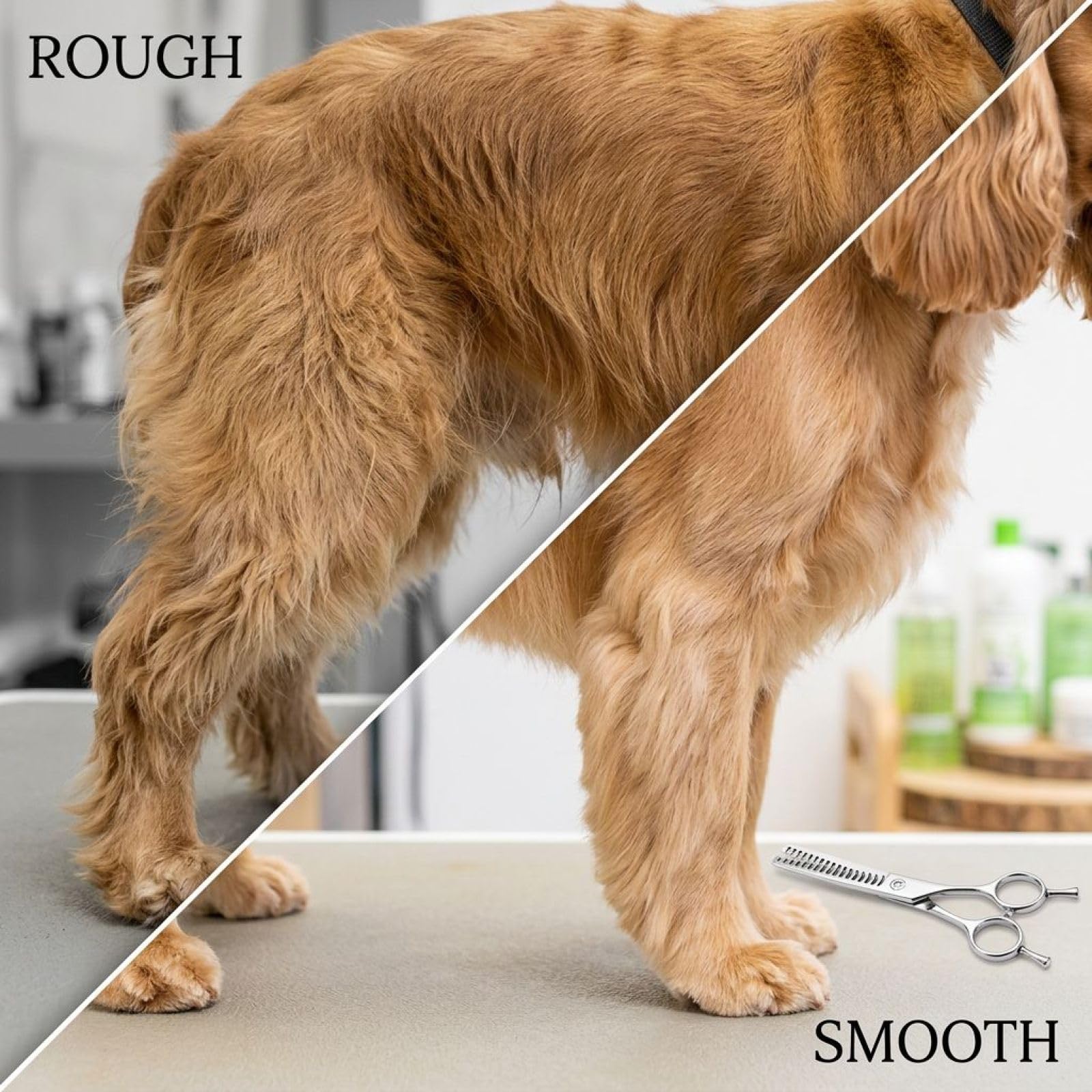 Ciseaux Coupe-Chunkers Courbés Professionnels, Ciseaux Effileurs en Acier Inoxydable 17 cm pour Poils de Chiens, Chats, Soins pour Animaux