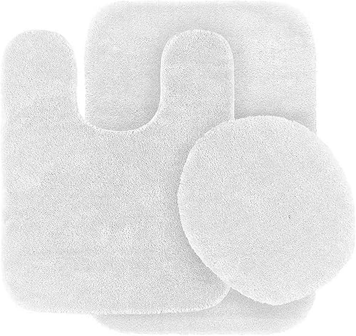 Miniatura 17 de #6 - Tapete de baño, tapete de contorno y cubierta de tapa, con respaldo de goma, juego de baño de 3 piezas, colores sólidos surtidos (amarillo)