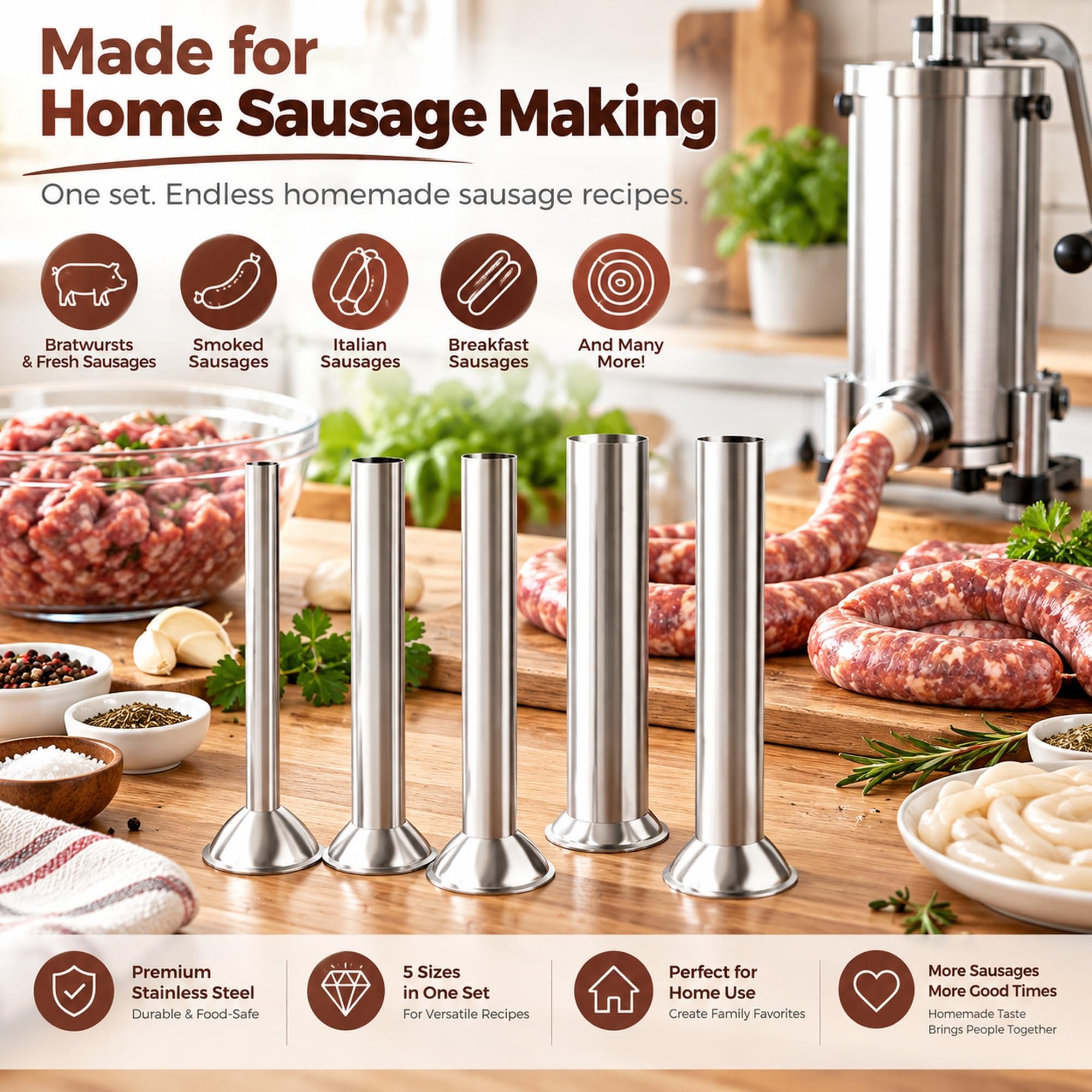 Stainless Steel Sausage Tubes - 5 Sizes -8