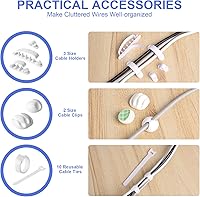 Vista 4 de Cable Organizer Box Set of Three, Power Cover Cord Holder Surge Protector for Desk (White)