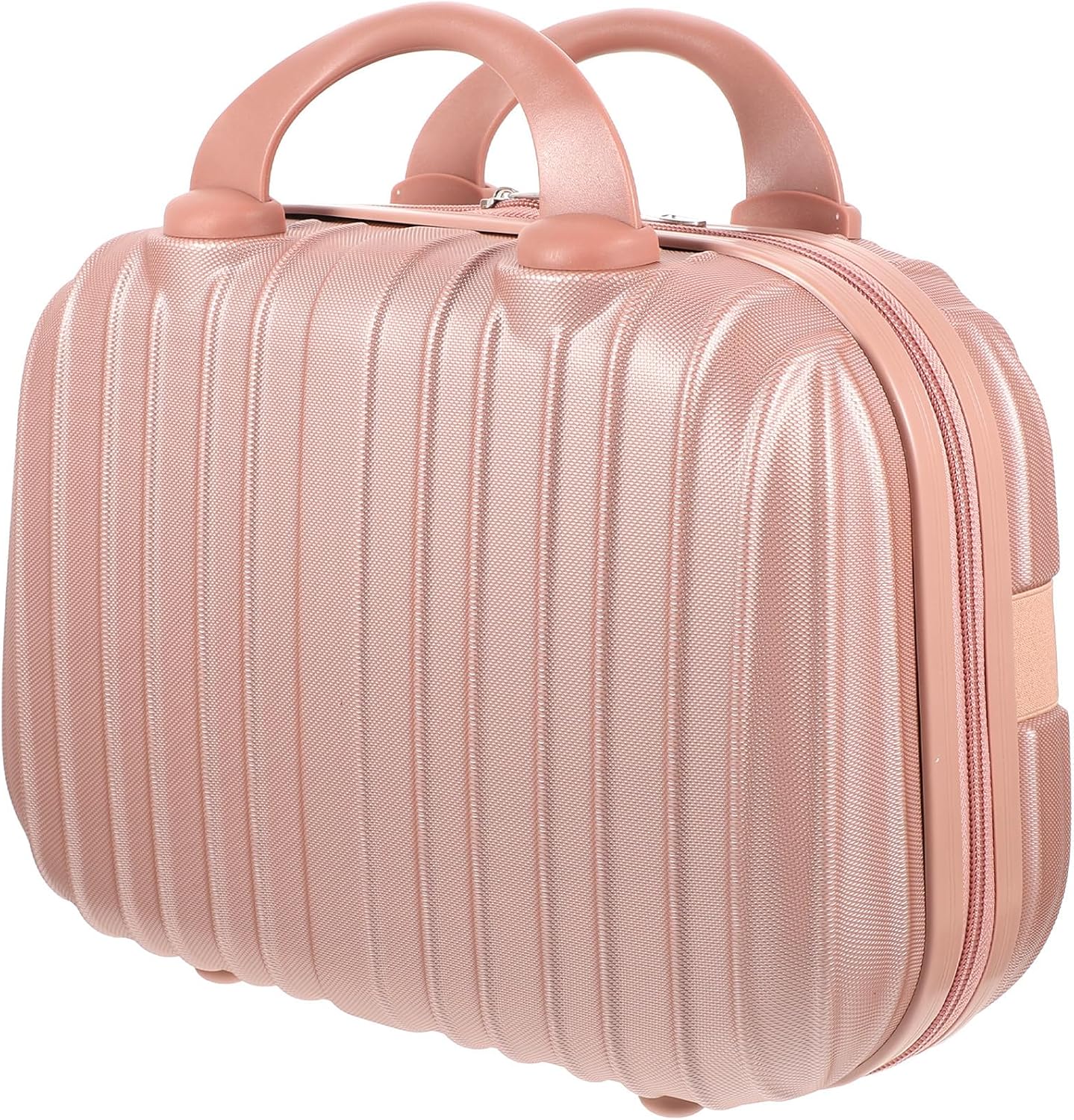 Portable Rose Gold Handheld Cosmetic Case Large Capacity Makeup Storage Box for Travel Multipurpose Organizer for Jewelry Skincare Nail Art Supplies and Toiletries